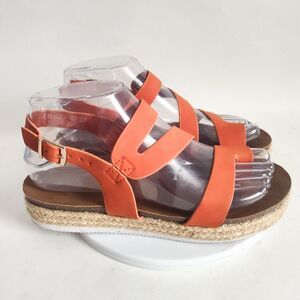 Patrizia Kalissa Flatform Strappy‎ Orange Leather Platform Espadrille Sandals 7